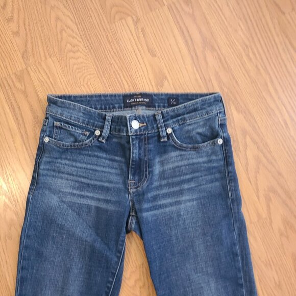 LUCKY BRAND LOW-RISE STELLA SKINNY JEANS STRETCH DENIM DARK DISTRESSED sz 2/26 - Picture 2 of 6